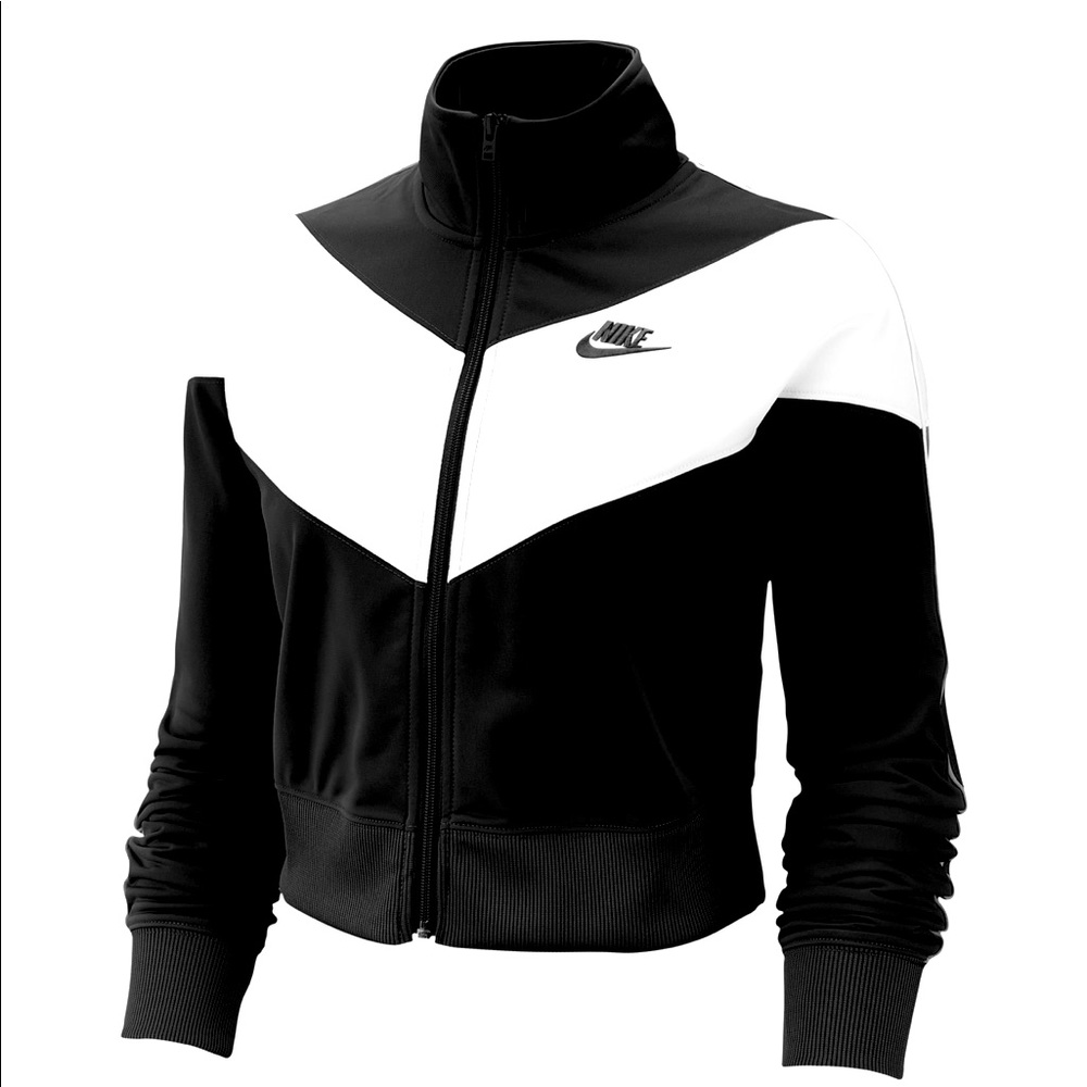 Nike Black White Sportswear Heritage Track Jacket